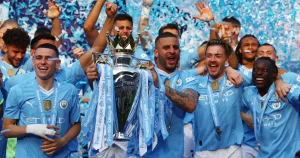 Manchester City secured a historic fourth successive Premier League title with a convincing 3-1 win over West Ham on Sunday.
